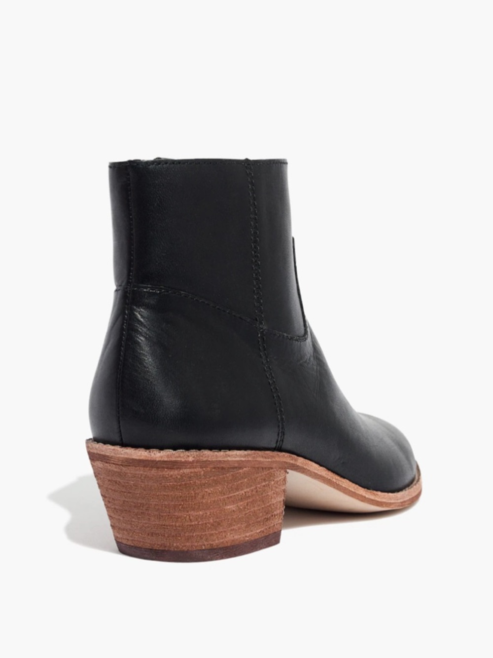 Madewell Western The Charley Boot in Leather Black Almond Toe Zip Up Booties 7.5 - Picture 4 of 14